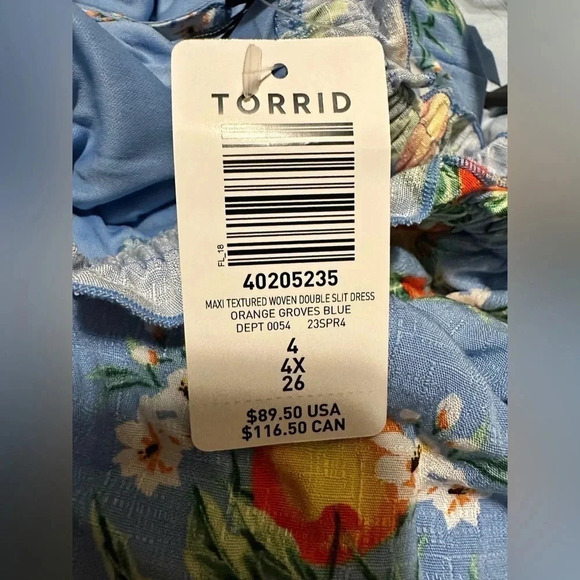 NWT Torrid Maxi Textured Woven Double Slit Dress Blue Size 4x - Picture 3 of 5